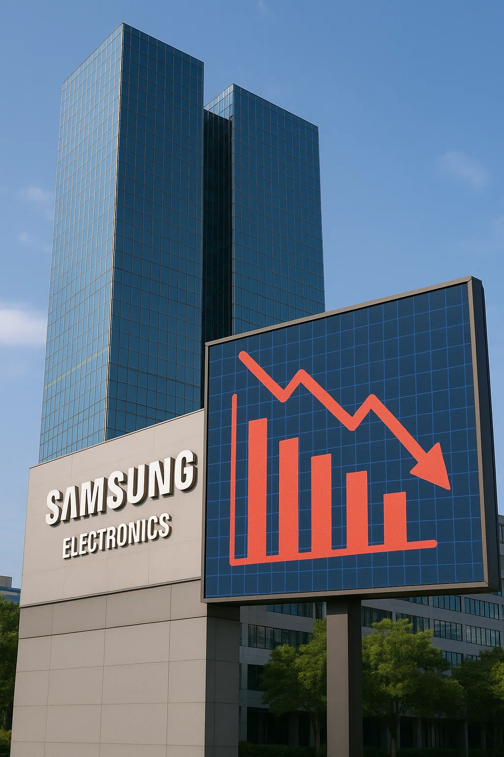 Samsung-Hauptsitz mit Börsentafel im Hintergrund
