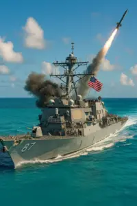 US-Kriegsschiff bei einer Militärübung in der Karibik während der aktuellen Marine-Mobilisierung.