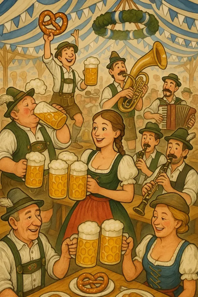 Besucher beim Oktoberfest in München mit Maß Bier – Preissteigerung 2025