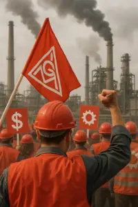 IG Metall Vorsitzende Christiane Benner bei einer Rede in Berlin – Symbolbild für Forderungen der Gewerkschaften in der Industriekrise