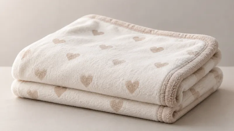 Eine gefaltete Babydecke liegt auf einer neutralen Fläche.