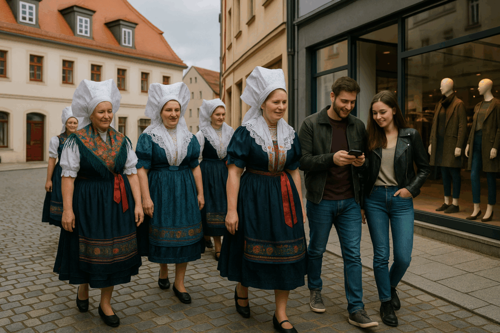 Sorbische Jugendliche in Tracht beim Fest in der Oberlausitz