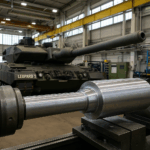 Fabrikhalle des Rüstungskonzerns KNDS in Görlitz. Produktionsanlagen für Leopard-2-Panzerteile, Sachsen profitiert von Rüstungsmilliarden und Investitionen in die Verteidigungsindustrie.