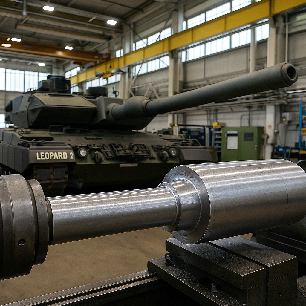 Fabrikhalle des Rüstungskonzerns KNDS in Görlitz. Produktionsanlagen für Leopard-2-Panzerteile, Sachsen profitiert von Rüstungsmilliarden und Investitionen in die Verteidigungsindustrie.