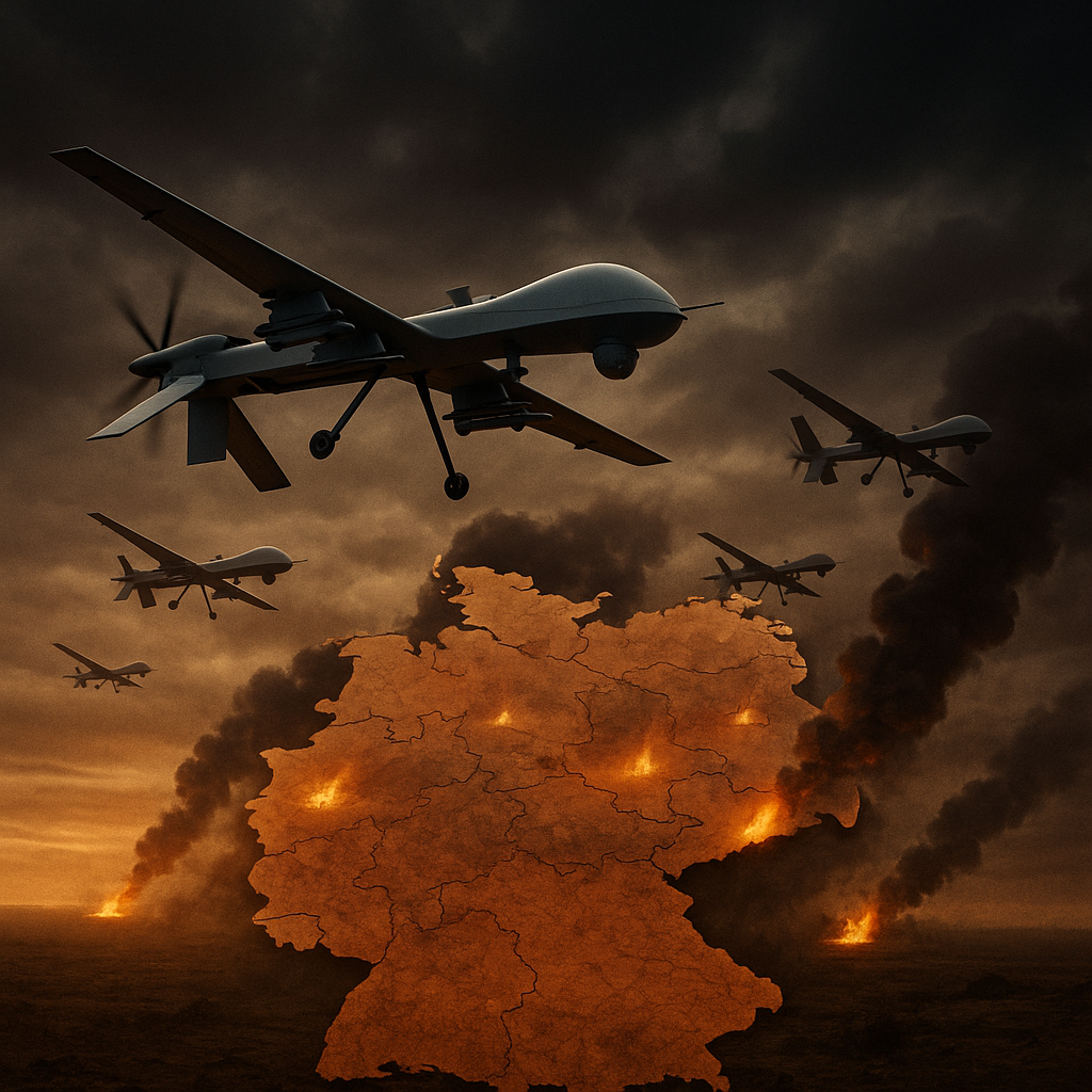 Bundeswehr Drohnen-Armee 2025 – Drohnen fliegen über Deutschland als Symbol für militärische Aufrüstung und Verteidigung