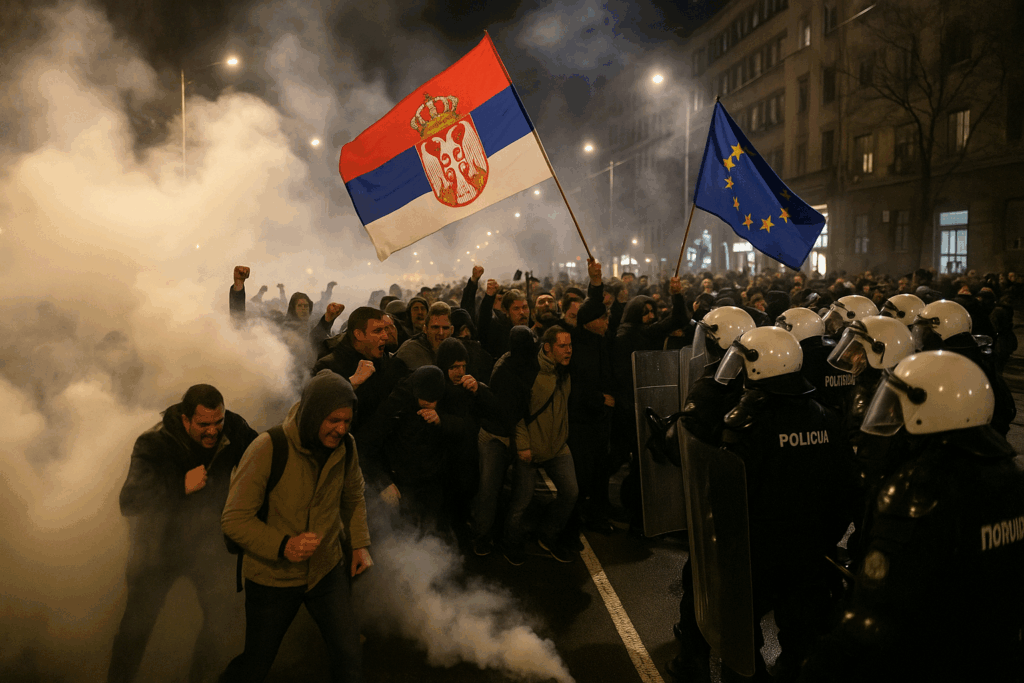 Ausschreitungen in Belgrad – Massenproteste gegen Präsident Vučić