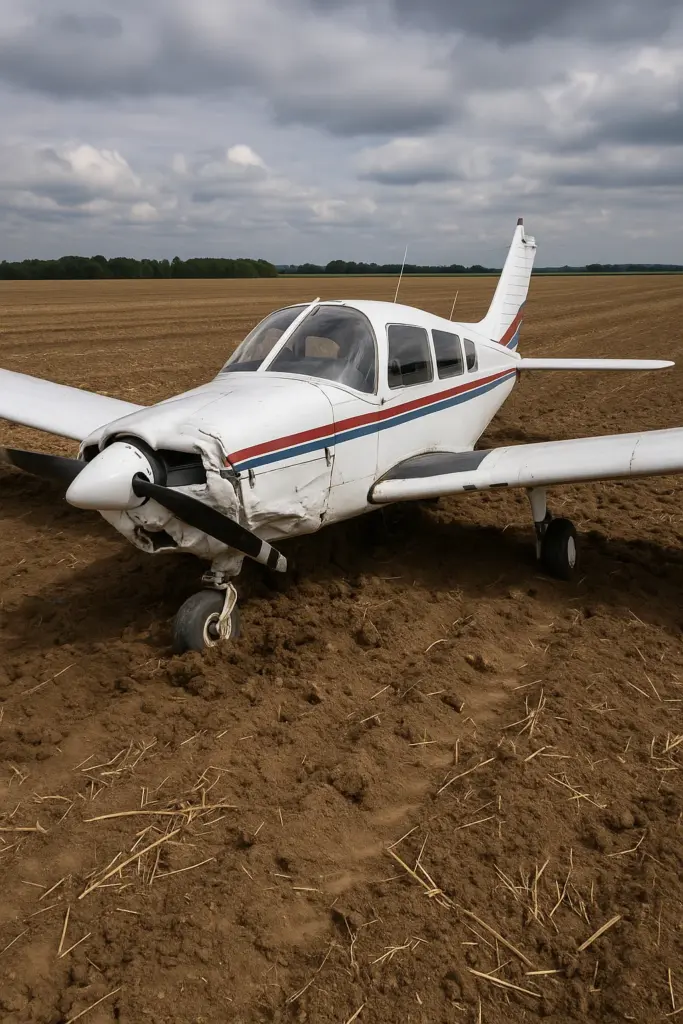 Kleinflugzeug nach Notlandung auf Feld bei Bautzen beschädigt