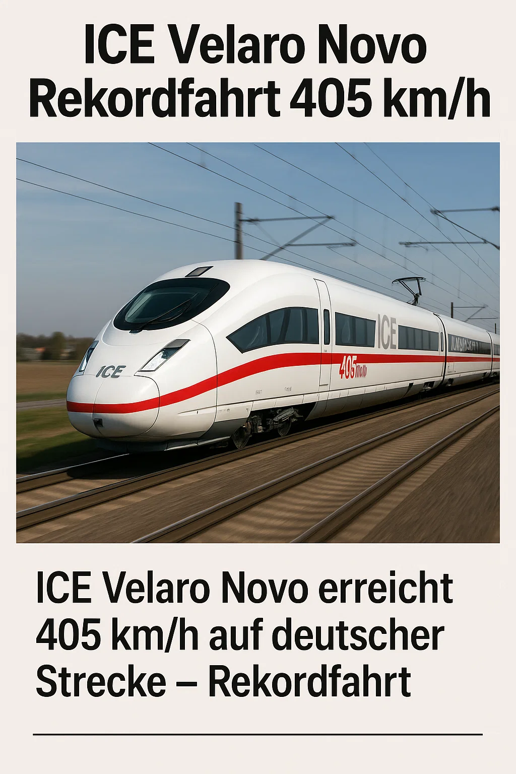 ICE Velaro Novo erreicht 405 km/h auf deutscher Strecke – Rekordfahrt