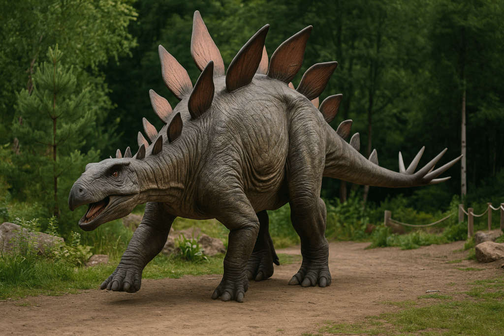 Gigant aus Stahl und Technik: Ein robotischer Stegosaurus begeistert Besucher im DinoPark Reichenberg