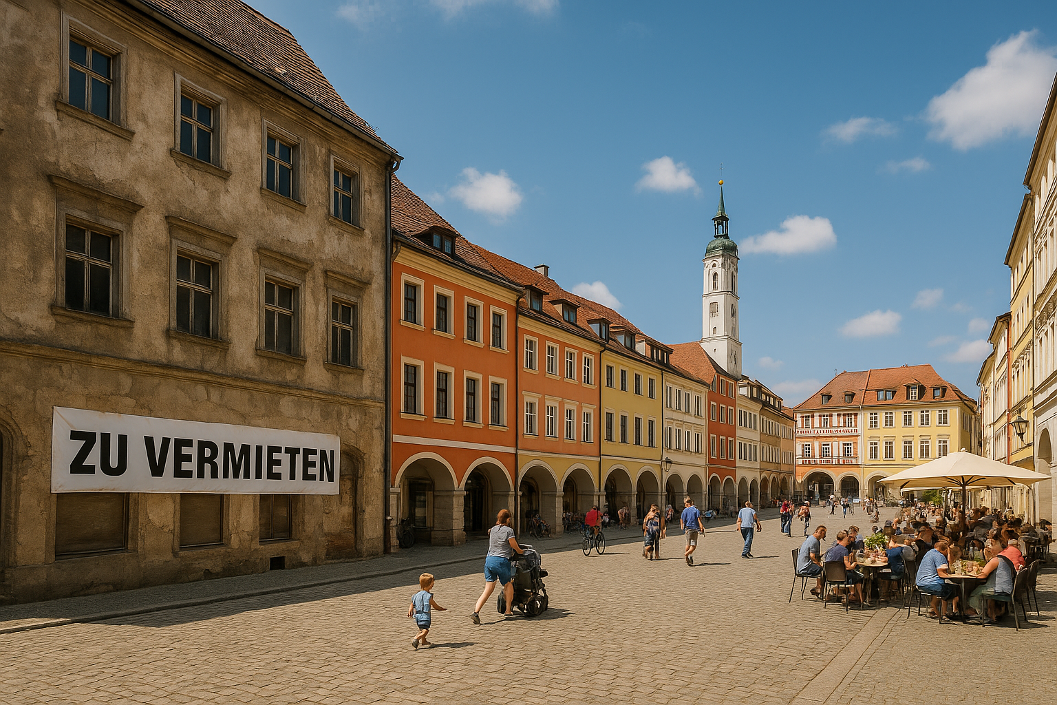 Leerstehendes Ladenlokal mit Kunstinstallation in Zittau – Symbol für kreative Zwischennutzung