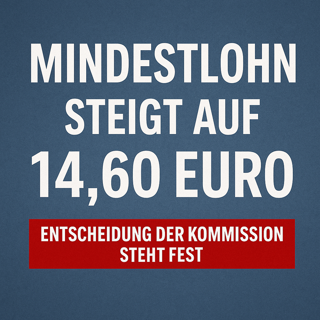 Mindestlohn in Deutschland steigt bis 2027 auf 14,60 Euro – offizielle Entscheidung der Mindestlohnkommission als Grafik