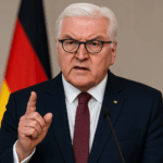 Bundespräsident Frank-Walter Steinmeier bei einer Pressekonferenz