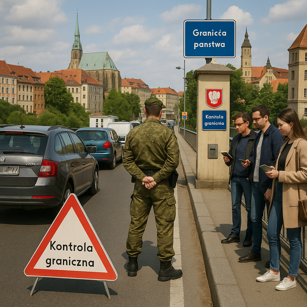 Temporäre Grenzkontrolle auf der Stadtbrücke zwischen Zgorzelec und Görlitz, Juli 2025