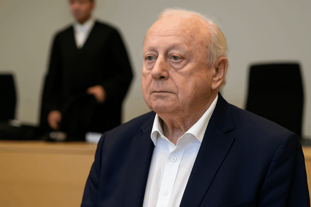 Der deutsche Star-Koch Alfons Schuhbeck im Gerichtssaal während des Insolvenzprozesses