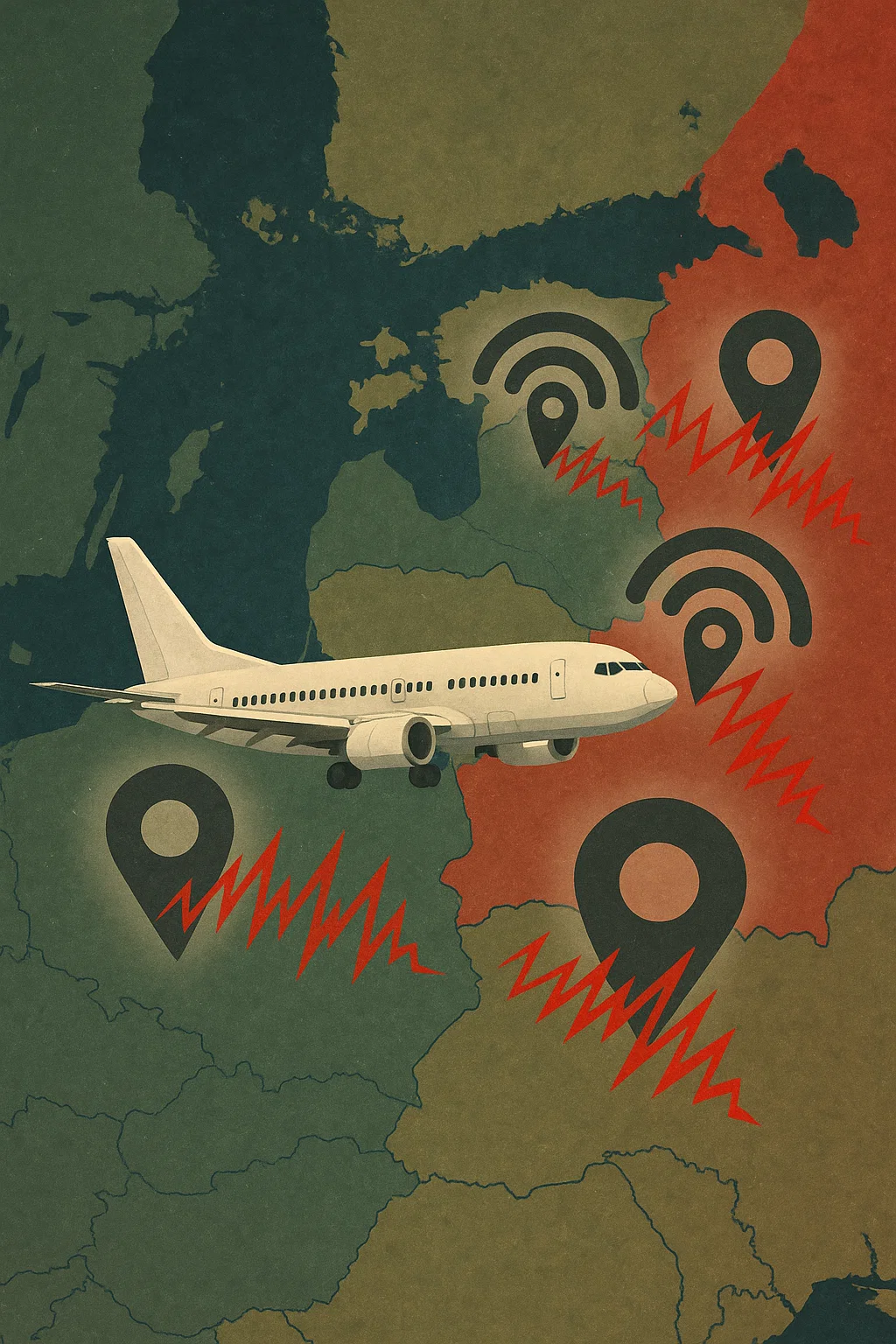 Karte der Ostsee mit markierten GPS-Störungen