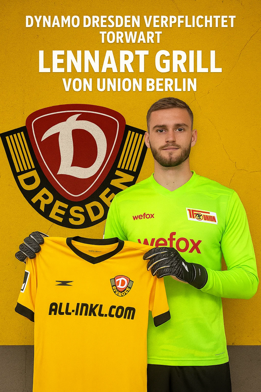 Lennart Grill wechselt von Union Berlin zu Dynamo Dresden als neuer Torwart