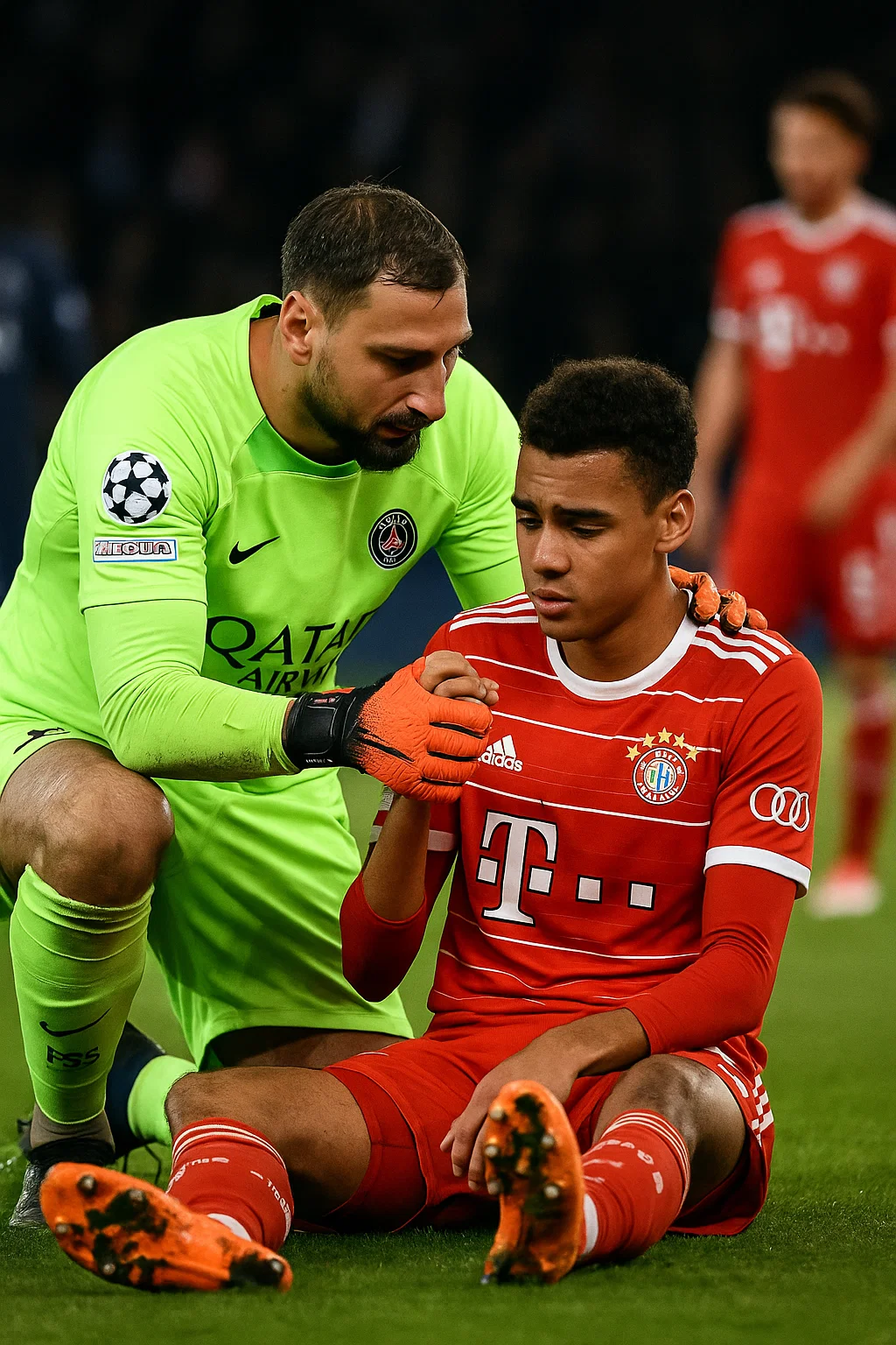 PSG-Keeper Donnarumma sichtlich betroffen nach Zusammenstoß mit Jamal Musiala