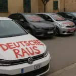 Protest gegen deutsche Touristen auf Mallorca mit Hassparolen an Autos