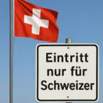 Sicherheitsdienst kontrolliert Ausweise am Freibad in Pruntrut, Schweiz