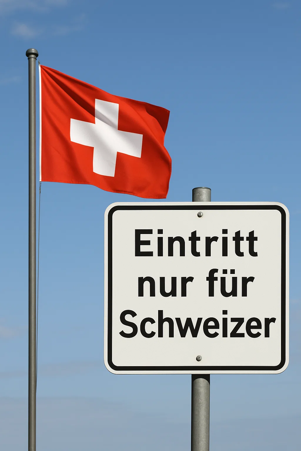 Sicherheitsdienst kontrolliert Ausweise am Freibad in Pruntrut, Schweiz