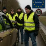 Rechte Aktivisten der Bewegung zur Verteidigung der Grenze an der polnischen Grenze
