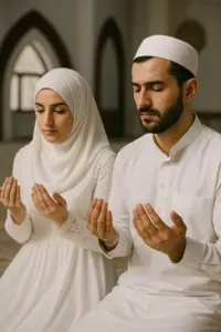 Symbolfoto: Muslimisches Ehepaar bei einer religiösen Zeremonie