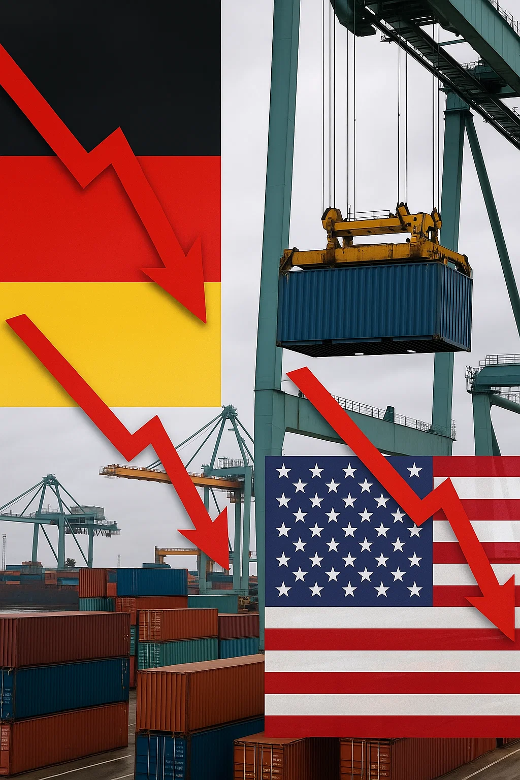 Containerverladung im Hamburger Hafen – deutscher Export bricht ein