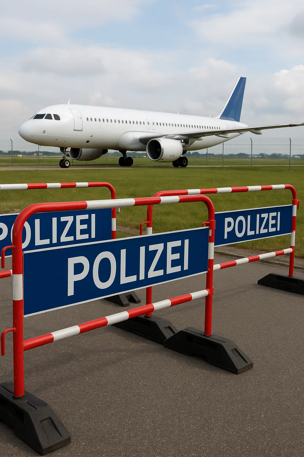 Rettungskräfte nach tödlichem Vorfall am Flughafen Bergamo vor einem Airbus