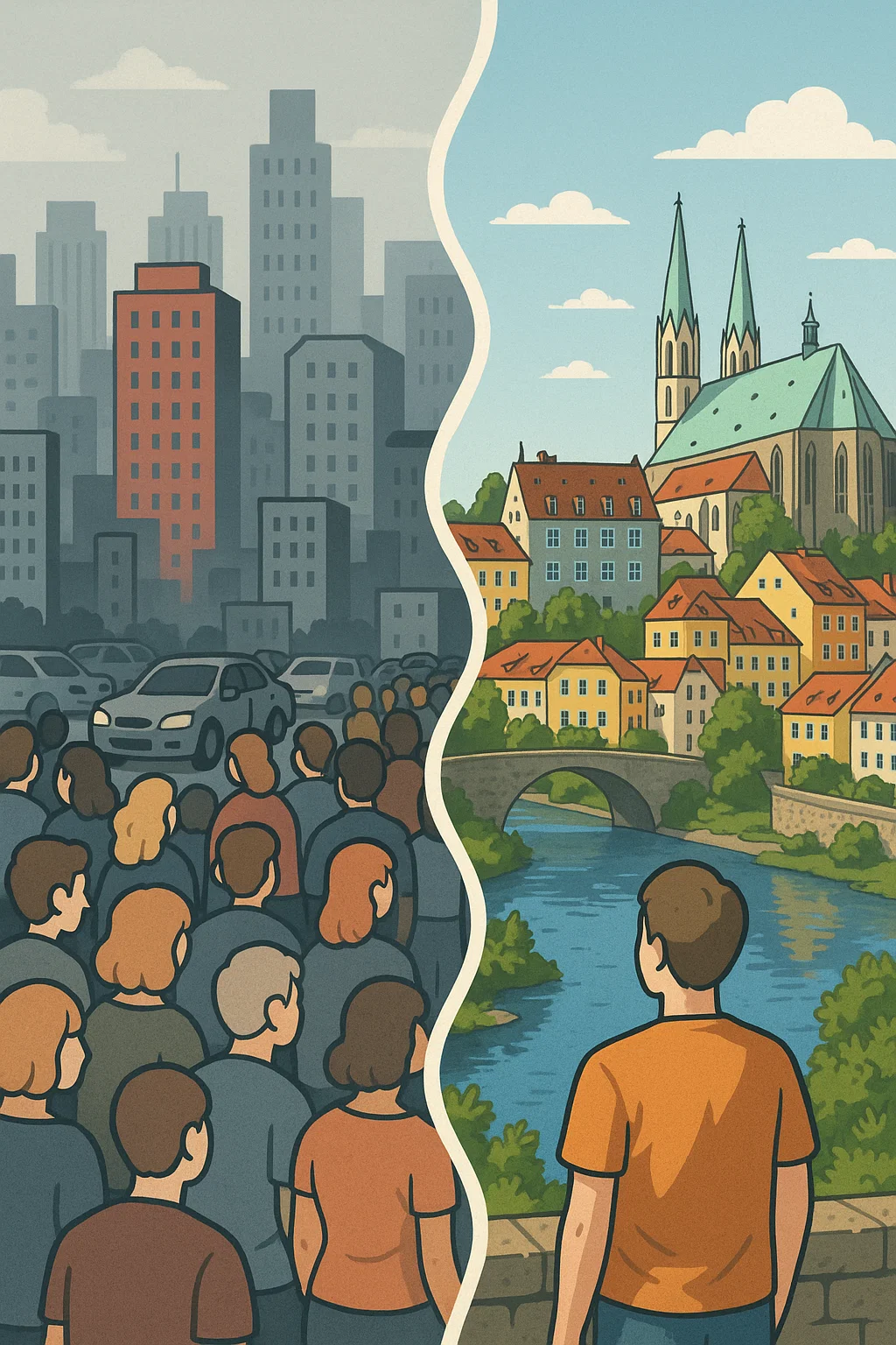 Blick auf Altstadt und Wohnhäuser in Zittau, Görlitz oder Bautzen – Wohnalternative in Ostsachsen