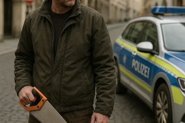🪚 Mann mit Säge in Zittau – Polizei gibt Entwarnung Polizeifahrzeug in Zittau – Symbolbild zum Vorfall mit Mann und Säge