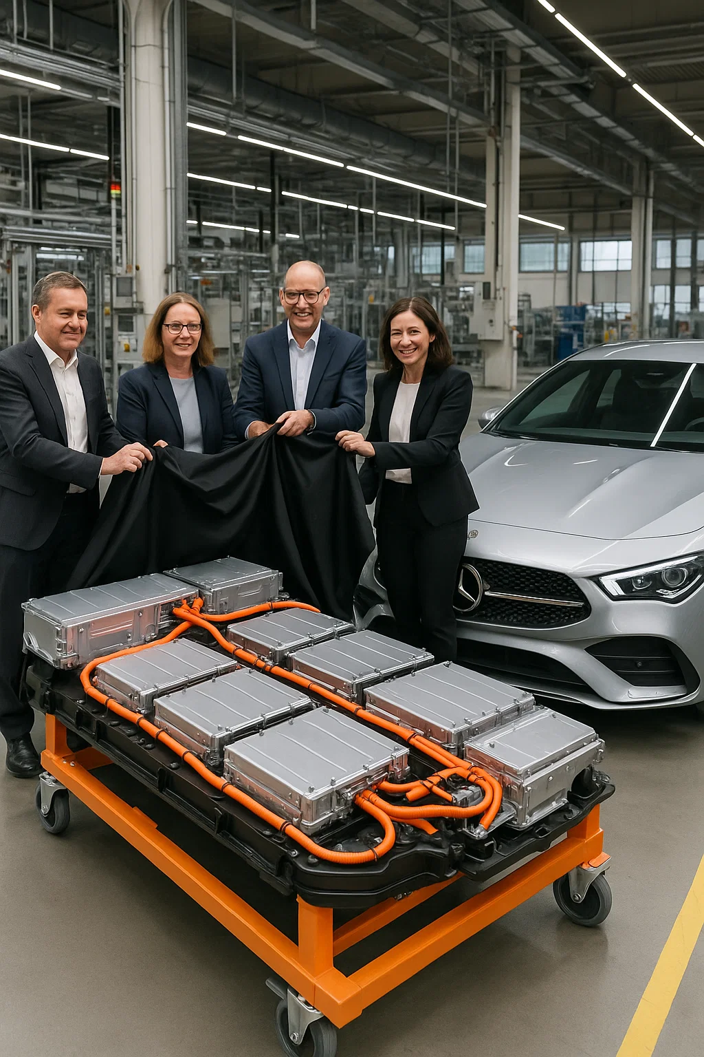 Produktionshalle für Akkus bei Mercedes Accumotive in Kamenz – Symbolbild zum Start der neuen Batteriegeneration