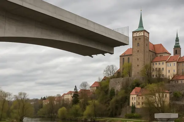 Geplante Spreebrücke in Bautzen – Blick auf den Fluss und geplante Querung