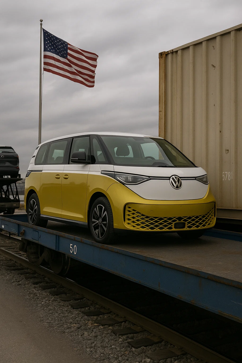 VW ID.Buzz vor Versandstopp in die USA – Elektrobus vor Logistikhalle