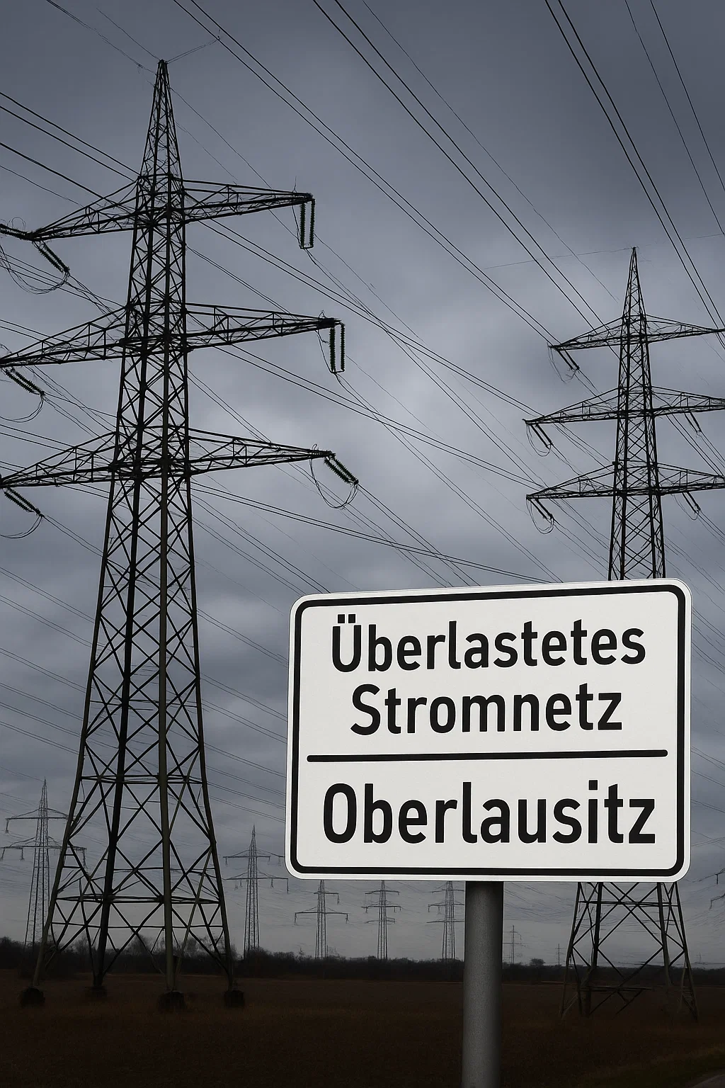 Transformatorstation in der Lausitz bei Sonnenuntergang – Stromnetz am Limit