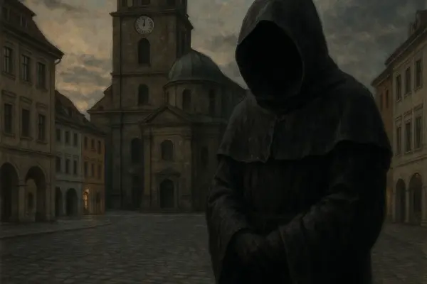 🏰 Zittau und die Legende vom „Schwarzen Mönch“ – Geschichte trifft Gegenwart Gotische Klosterkirche in Zittau bei Nacht mit nebliger Atmosphäre
