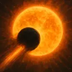 Himmelskörper rast durch den Weltraum in Richtung Sonne