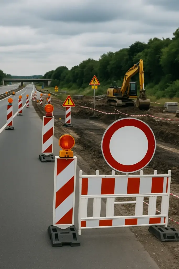 Leere Autobahnbaustelle in Deutschland 2025 nach Ausschreibungsstopp der Autobahn GmbH