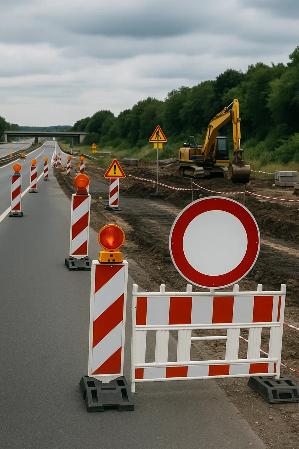 Leere Autobahnbaustelle in Deutschland 2025 nach Ausschreibungsstopp der Autobahn GmbH