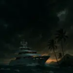 Maschinenraum einer Luxusjacht mit Polizeiabsperrung – Tatort des Mordes an Paige Bell auf den Bahamas