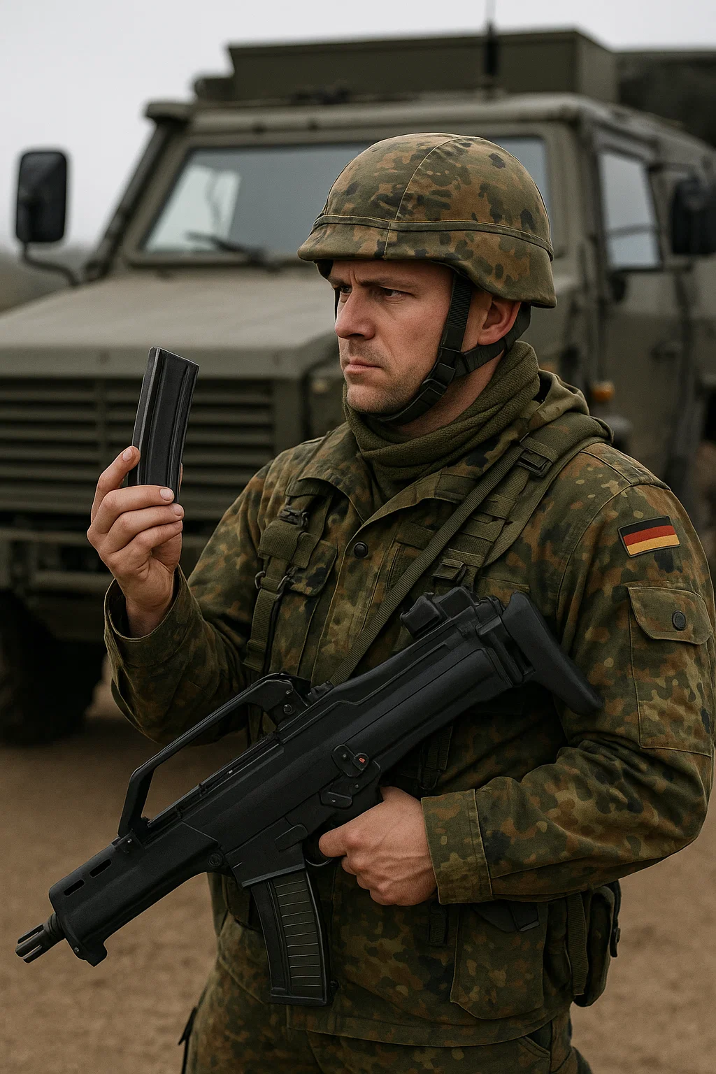 Symbolbild: Bundeswehrsoldat bei Übung ohne Ausrüstung – Beschaffungsmängel 2025
