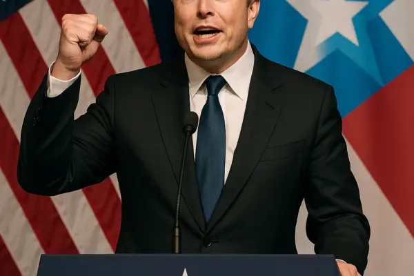 🗳️ Umfrage: Elon Musks „America Party“ gefährdet Trumps Republikaner Elon Musk bei der Ankündigung seiner neuen Partei "America Party", politische Bühne USA