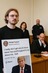 Symbolbild Gerichtssaal – Fall El Hotzo wegen Trump-Post