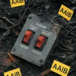 Wrackteil eines Flugzeugs mit Treibstoffschaltern – Air India Absturz 2025“