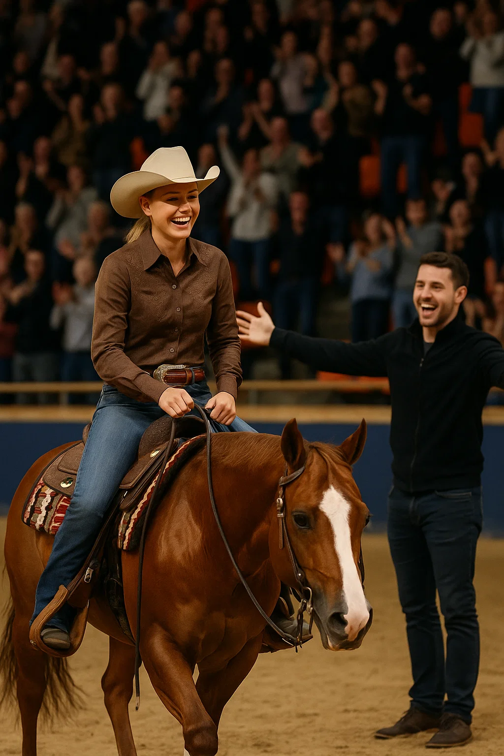 Gina Schumacher auf ihrem Hengst Valentino bei der Reining-WM 2025 in Givrins