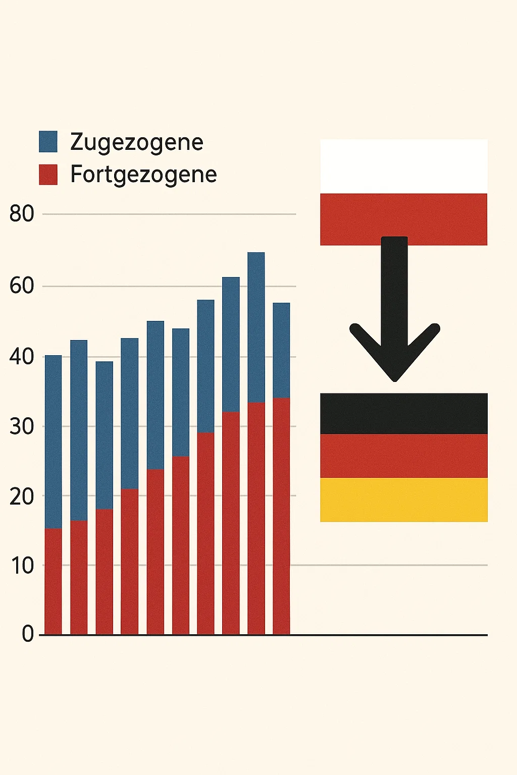 Menschen überqueren zu Fuß die Grenze von Deutschland nach Polen – Symbolbild zur Rückwanderung 2024