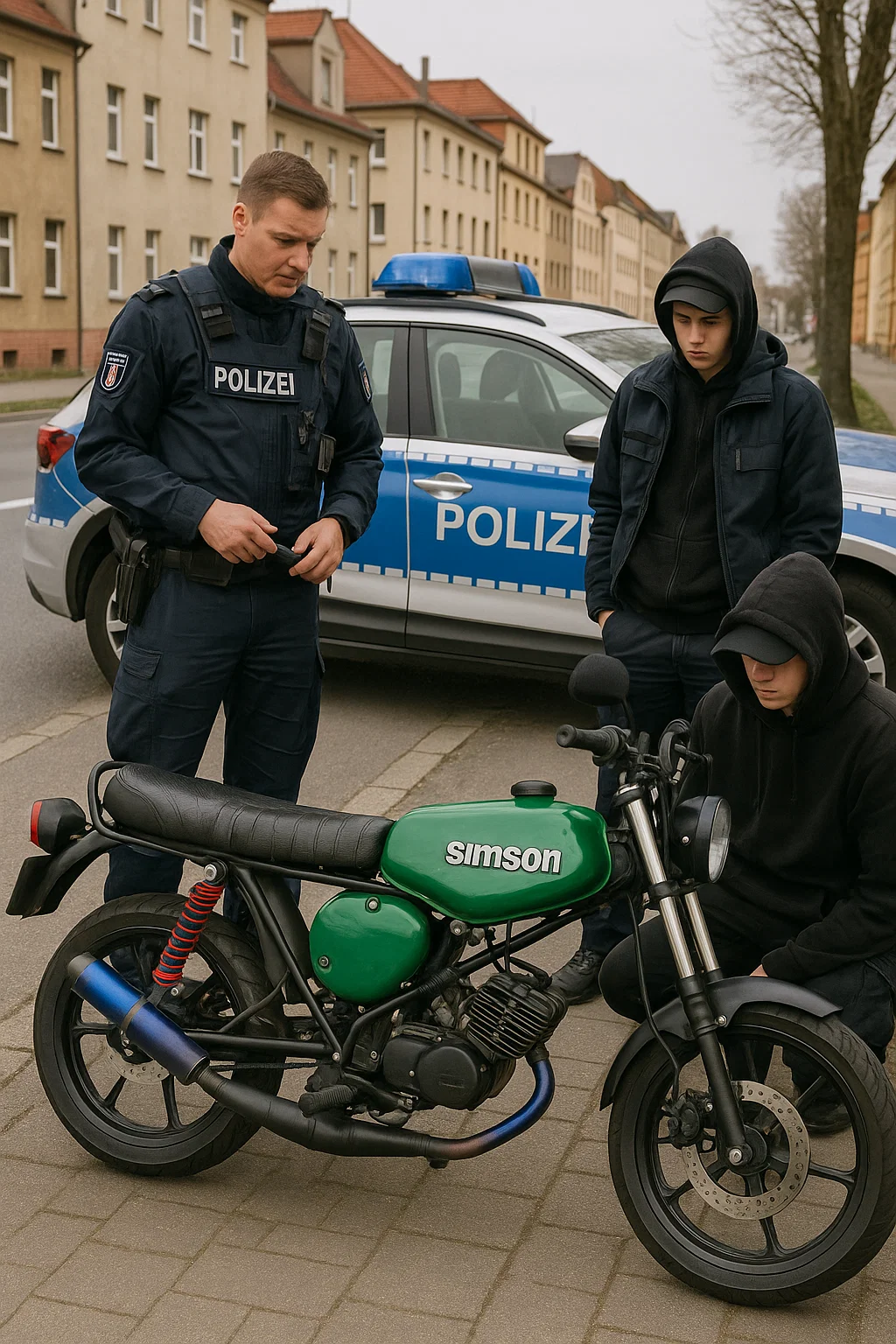 In Weißwasser wurde eine Simson S51 mit illegalen Modifikationen kontrolliert – der Fahrer war 17 Jahre alt
