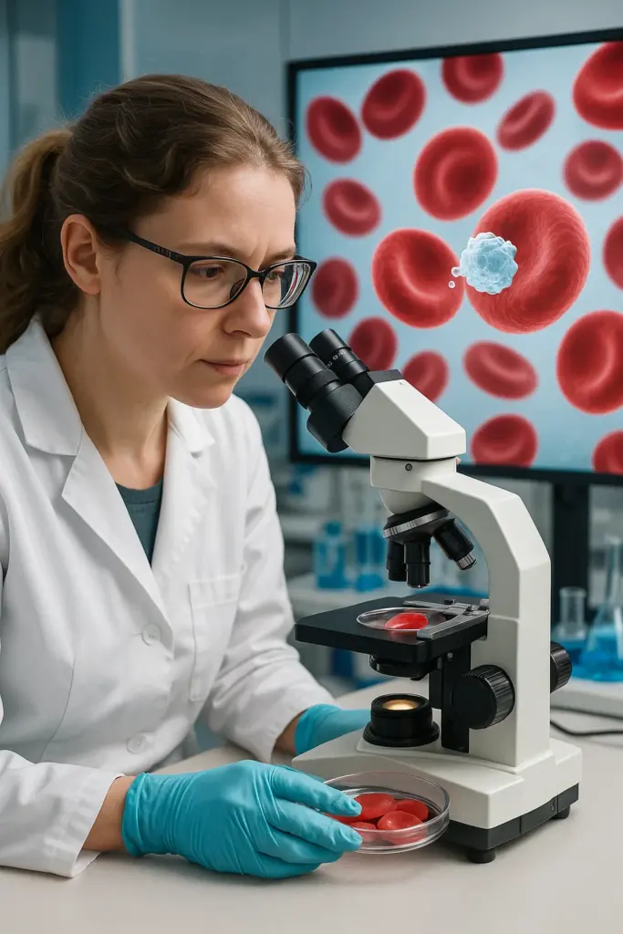 🧬 Künstliches Blut: Deutscher Forschung gelingt entscheidender Durchbruch Forscherin Julia Gutjahr untersucht künstliche Blutbildung im Labor