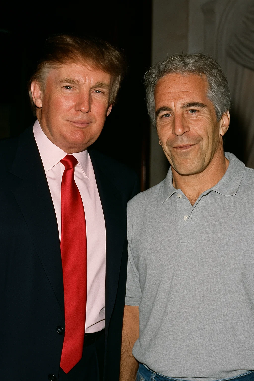 Donald Trump und Jeffrey Epstein auf einem Event in den 1990er Jahren – Verbindungen, die heute für neue Enthüllungen sorgen.