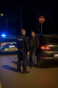 Polizei kontrolliert SUV an der Grenzstation Zittau Friedensstraße