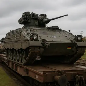 Schützenpanzer des Panzergrenadierbataillons 411 auf dem Weg nach Litauen